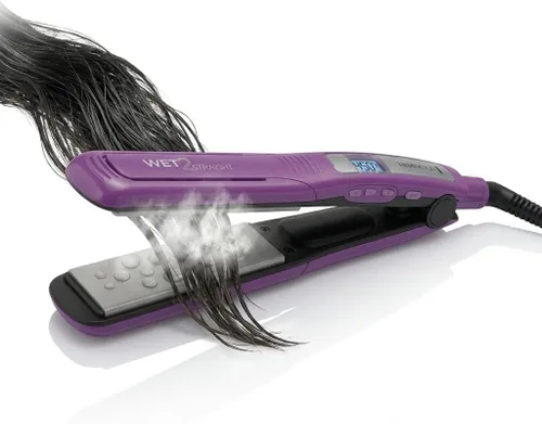 Miniatura 4 de Remington Wet 2 - Plancha de pelo liso de 1 pulgada con placas de turmalina de cerámica, 390 F de alto calor y controles digitales, color morado