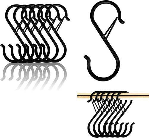 Ganchos en S para colgar, resistentes con diseño de hebilla de seguridad, ganchos en forma de S para utensilios de cocina, sartenes, barra de