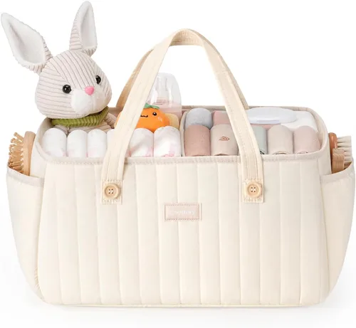 Organizador de pañales para bebés, cesta de almacenamiento de pañales con asa, organizador de auto para niños y niñas y nuevos padres, baby shower,
