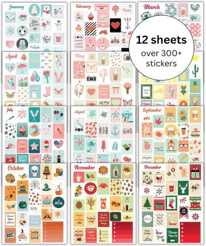 Miniatura 10 de Lamare Calcomanías decorativas para agenda de álbumes de recortes para mujeres, lindas y estéticas calcomanías de calendario para diario, uso