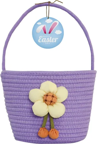 Miniatura 12 de Cesta de Pascua, cestas de Pascua para niños, cesta de Pascua para bebés con asa, cesta de huevos de conejo vacía, cestas de Pascua para niños