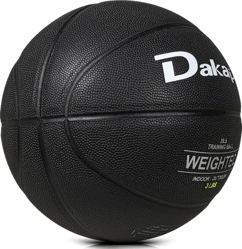 Miniatura 7 de Dakapal Weighted Heavy Training Basketball, Size 6/7 Black 2.2LBS/3LBS/3.3 LBS Weight PU Durable for Trainer and Dribbling Passing, Indoor and