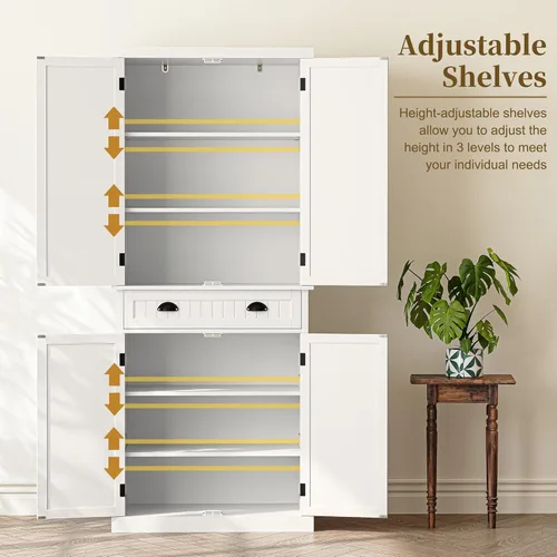 Miniatura 6 de ARTPOWER Armario de almacenamiento de despensa de cocina de 72 pulgadas de alto con cajón y estantes ajustables, armario de despensa para cocina