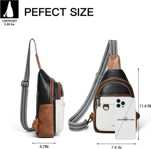 Miniatura 3 de Leresas Bolso bandolera de 7L para mujeres y hombres, de cuero vegano, bolsos cruzados, riñonera, monedero, mochila sobre el hombro, bolsa antirrobo