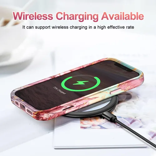 Miniatura 6 de Btscase para iPhone 12/iPhone 12 Pro, funda resistente de tres capas de mármol a prueba de golpes, cuerpo completo, PC duro + parachoques de TPU