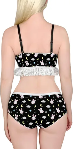 Miniatura 3 de Littleforbig Lacy Trim Women Nightwear Strap Sleepwear Cami Top Shorts Lingerie Bralette Loungewear Set - Snuggle Bunny
