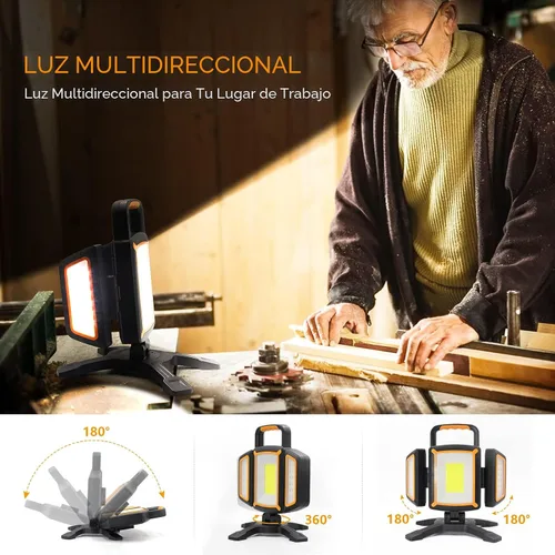 Miniatura 2 de Tresda Luz de trabajo recargable de 30 W, luz de trabajo magnética de 3000 lúmenes, alimentada por batería, impermeable, portátil, inalámbrica