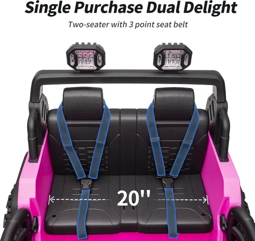 Miniatura 6 de Hikiddo - Camioneta eléctrica de 2 plazas, 12 V para niños mayores de 3 a 8 años, juguete con control remoto - Rosa intenso