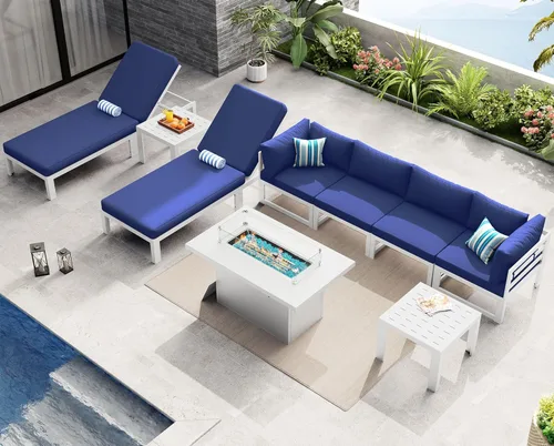 Miniatura 86 de NICESOUL - Juego de 10 muebles de patio extra grandes de aluminio moderno, sofá para exteriores con asiento de 29" de profundidad y ancho, 500 lbs