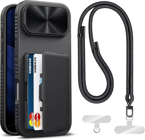 Miniatura 13 de Funda para iPhone 16e tipo cartera, soporte integrado, tarjetero y cubierta para lente de cámara, protección de cuerpo completo, resistente, Negro