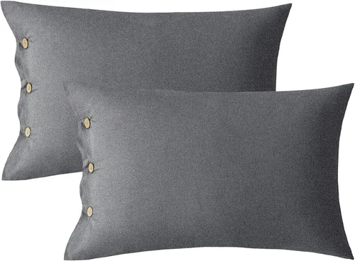 Miniatura 19 de JELLYMONI Juego de 2 fundas de almohada de algodón tamaño King de 20 x 36 pulgadas, color blanco crema, 100% algodón lavado, suave y transpirable