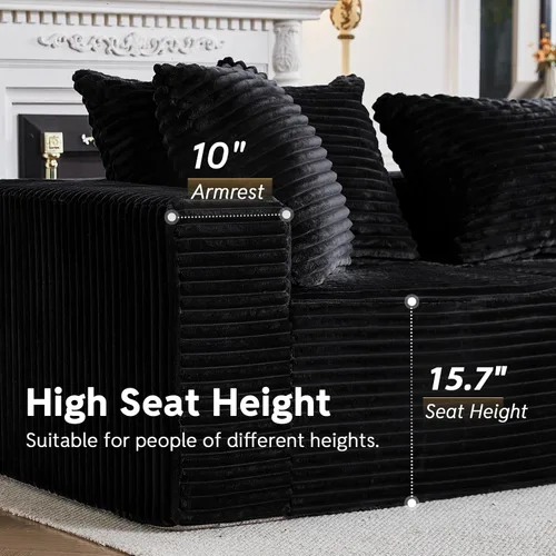 Miniatura 6 de MODNEST Sofá cama de 9 plazas, sofá modular sin hueso, sofá seccional de nube, sofás seccionales para sala de estar, sofás en forma de U con Negro