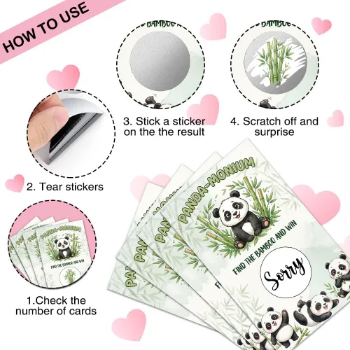 Miniatura 3 de 50 tarjetas de juego Panda-Monium para rascar, divertidas tarjetas de Pandas para fiestas de cumpleaños, fiestas de cumpleaños y amantes