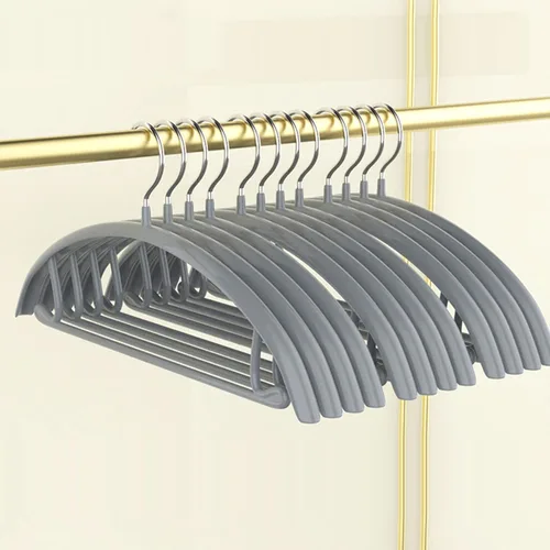 Miniatura 4 de Paquete de 20 perchas de metal con revestimiento de PVC de alta calidad, resistentes, antideslizantes, delgadas, perchas para camisetas de traje