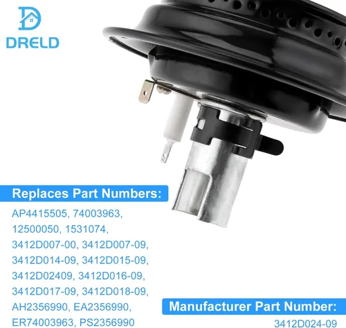 Miniatura 6 de 3412D024-09 - Cabezal de quemador sellado para estufa de gas con encendedor, repuesto para 12500050 3412D018-09 74003963, repuesto para Magic Chef