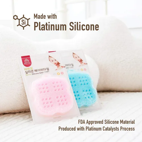 Miniatura 2 de Esponja de baño de silicona ultra suave para bebé y piel seca (rosa bebé)