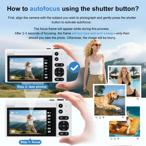 Miniatura 3 de Cámara digital 4K, cámara de vlogging de 64MP para fotografía con pantalla abatible de 180° de 3 pulgadas, cámara digital compacta 16X con tarjeta