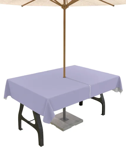 Miniatura 81 de QueenKer Mantel de exterior verde oliva con agujero para sombrilla y cremallera, mantel de color sólido para mesas cuadradas, colección de mesa