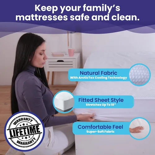 Miniatura 3 de Slumberfy Protector de colchón refrescante, impermeable, tamaño King, hipoalergénico, silencioso, lavable, 76 x 80 pulgadas