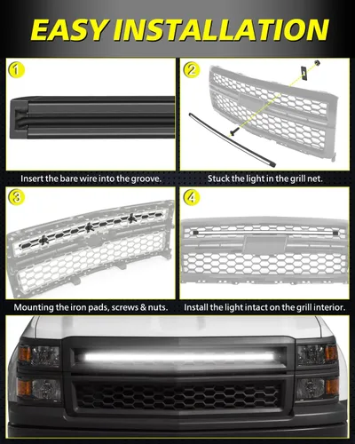Miniatura 7 de Kit de luces LED DRL de 36.6 pulgadas para Chevy GM Silverado 2014-2018, accesorios para parrilla delantera, luces de acento de barra de posición