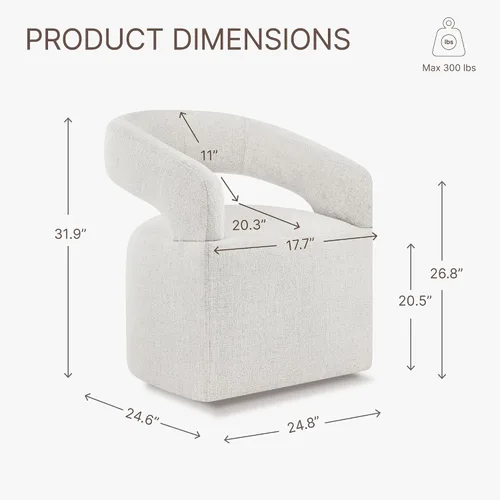 Miniatura 3 de KISLOT Juego de 1 sillas de comedor tapizadas, modernas sillas de comedor con ruedas ocultas, sillas de cocina con brazo con tela de aspecto