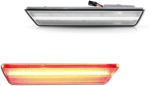 Miniatura 3 de Juego de 2 lámparas de repuesto para luces de marcador lateral de parachoques trasero rojo con lente transparente para Dodge Challenger 2008-2014