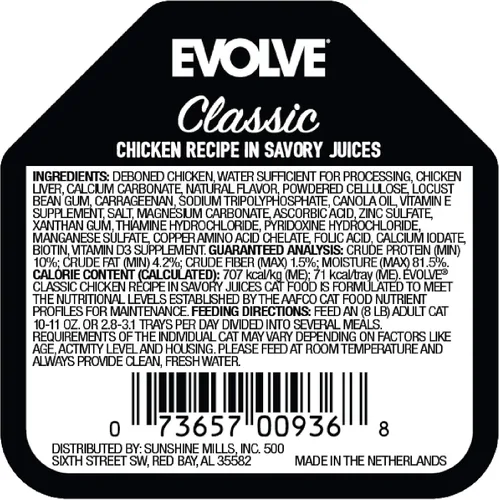 Miniatura 2 de Evolve Comida clásica hecha a mano con receta de pollo para gatos (paquete de 15)