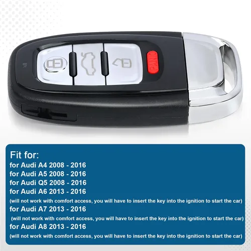 Miniatura 4 de Keyecu Smart Prox - Llavero remoto de entrada sin llave para Audi A4 A5 Q5 2010 2011 2012 2013 2014 2015 2016 (no funciona con acceso cómodo)