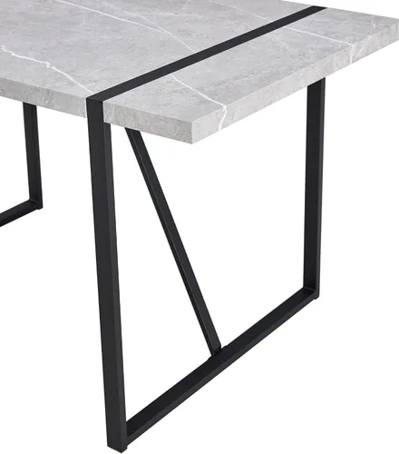 Miniatura 9 de 55 inch Kitchen Table for 4 People, Rectangular Dinner Table Easy Assembly, (Gray)(ONLY Table) UA736