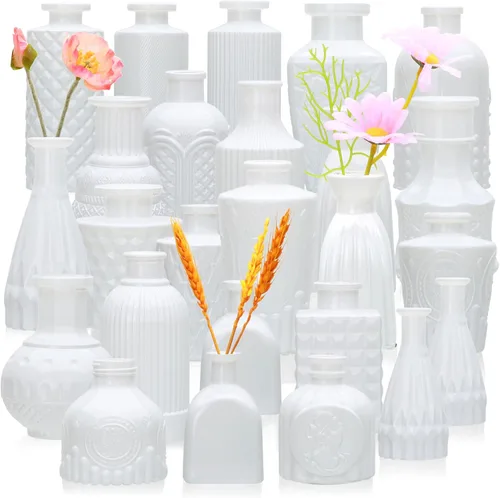 Miniatura 22 de Juego de jarrones de flores negros, jarrón de cristal a granel juego de 8, mini jarrones de sabor artístico y cultural para decoración de oficina