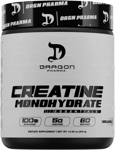 DRAGON PHARMA Monohidrato de creatina, ayuda a la recuperación muscular, suplemento posentrenamiento, soporte antioxidante (60 porciones, sin sabor)