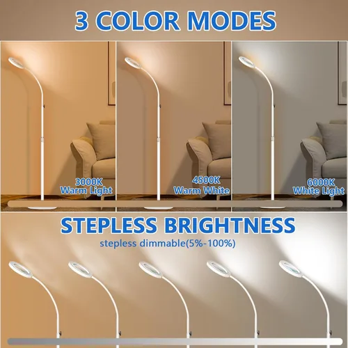 Miniatura 3 de HITTI Lupa de 10 veces con luz y abrazadera, lámpara de pie con lupa manos libres con cuello de cisne flexible, 3 colores regulable regulable