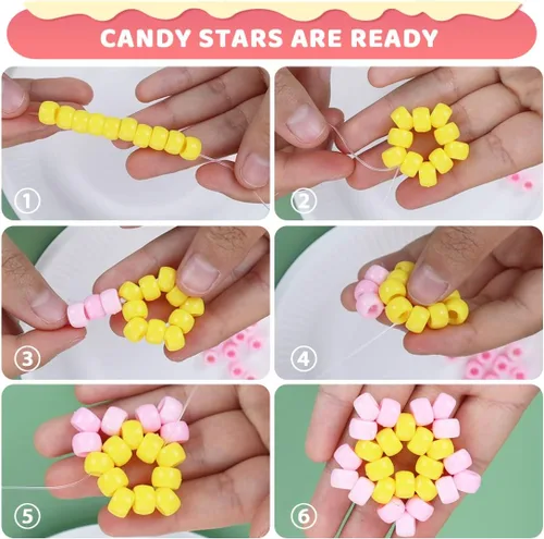 Miniatura 4 de 1000 cuentas de poni de caramelo de macarrón, cuentas para manualidades, cuentas para el cabello, suministros para cuentas, cuentas para hacer joyas