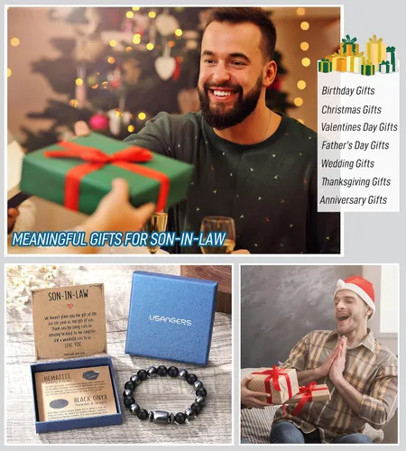 Miniatura 6 de Pulseras hechas a mano para hombres, regalos geniales para él, novio, marido, papá, hijo, abuelo, nieto, hermano, relleno de calcetines de Navidad