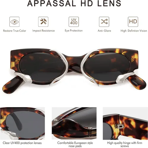 Miniatura 4 de Appassal Gafas de sol de moda para mujeres y hombres, vintage, estrechas, ojo de gato, metal, serpiente, sunnie, Y2k, accesorios AP3621