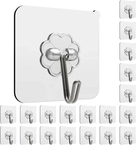 Miniatura 8 de Ganchos adhesivos resistentes, paquete de 12 ganchos adhesivos, ganchos adhesivos transparentes extraíbles para colgar, ganchos de pared que se
