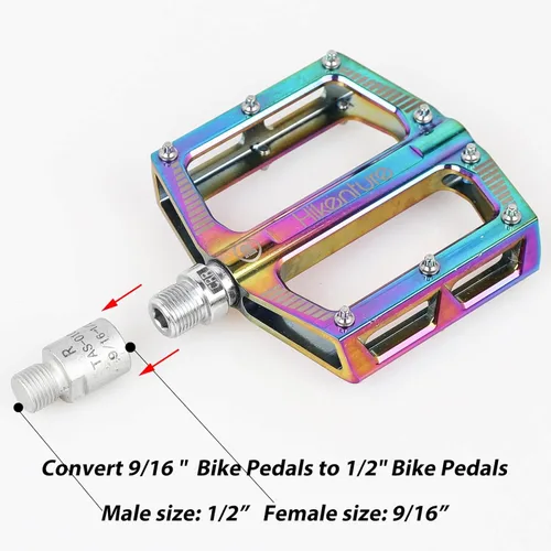 Miniatura 2 de Hikenture Adaptador de pedal de bicicleta 9/16 "a 1/2" Pedales de bicicleta Acero al molibdeno cromado (par)