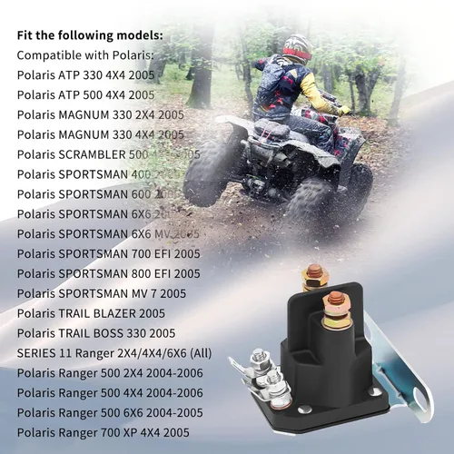 Miniatura 5 de Relé solenoide de arranque 2410437 compatible con Polaris ATP 330 500 Magnum 330 Scrambler 500 Sportsman 400 600 700 800 Trail Boss 330 2005 Ranger