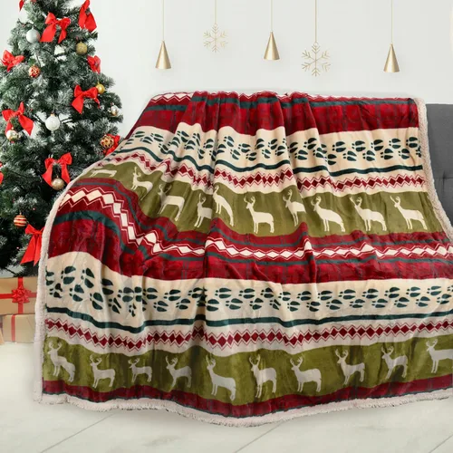 Catalonia Manta de Sherpa de Navidad, Mantas temáticas de Navidad para sofá/cama, manta de felpa | Super suave, cálida, esponjosa, cómoda, 60x80