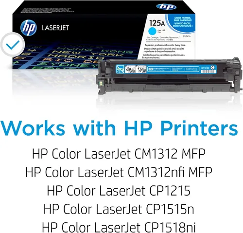 Miniatura 2 de HP Cartucho de tóner cian original 125A Funciona a color Laserjet CM1312 MFP Series, Color Laserjet CP1215, CP1515, CP1518 Series CB541A