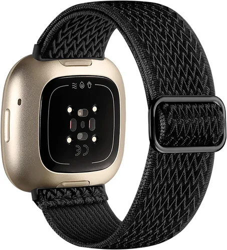 Miniatura 21 de Maledan Banda de Repuesto para Correas Fitbit Sense Hombres Mujeres, Correa de Reloj Elástica de Nylon Transpirable Suave para Versa 3/Versa 4