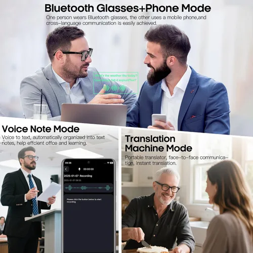 Miniatura 6 de Lentes inteligentes de traducción AI para hombres y mujeres, gafas de sol Bluetooth 6.0, protección UV, asistente de voz, audio de oído abierto