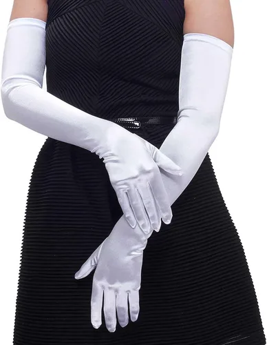 Miniatura 6 de Guantes largos de fiesta de ópera para mujer, guantes de satén de los años 20 y 20, disfraces hasta el codo, vestido de noche nupcial, 22 pulgadas