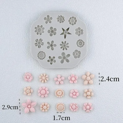 Miniatura 7 de Moldes de arcilla polimérica de flores, 2 moldes de arcilla polimérica para la fabricación de joyas, moldes de silicona en miniatura de margaritas