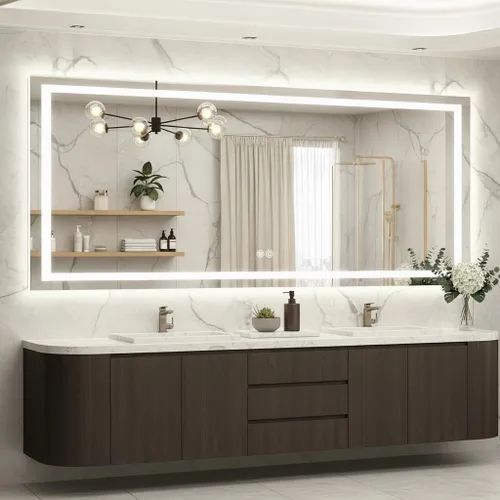 Miniatura 19 de Espejo de tocador LED de 24 x 36 para baño, espejo LED frontal y retroiluminado para baño con 3 luces de color, espejo de tocador de pared