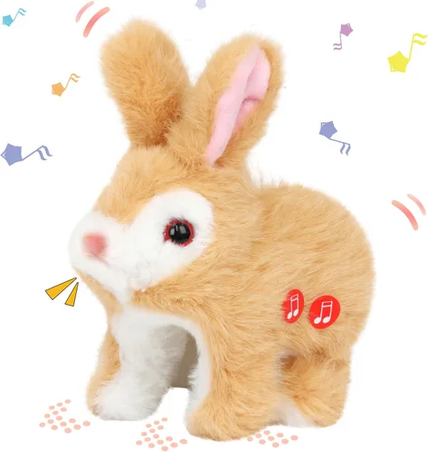 Hopearl Juguete electrónico interactivo de conejo de peluche LED Hopping Rabbit Repeat What You Said para mascotas, juguete animado que canta, habla