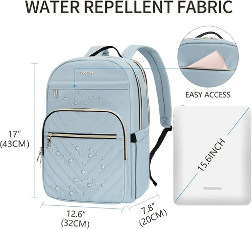 Miniatura 2 de VANKEAN Mochila para laptop de 15.6 pulgadas para mujer, bolsa de trabajo para computadora portátil a la moda con puerto USB, mochilas impermeables