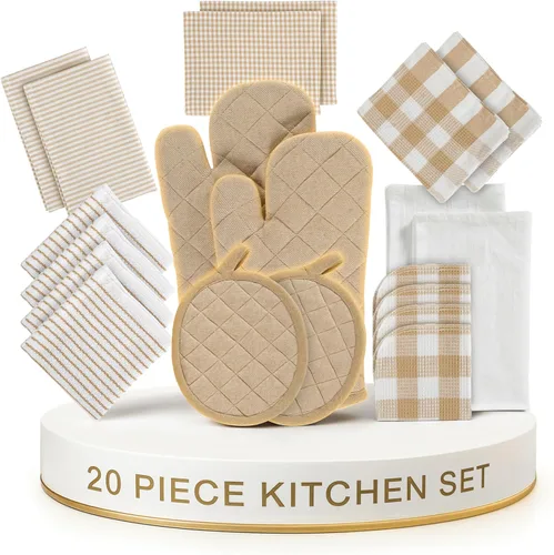 Miniatura 75 de LANE LINEN Juego de 6 paños de cocina de algodón para secar platos, 18 x 28 pulgadas, absorbentes, de secado rápido, color beige 07: Amarillo