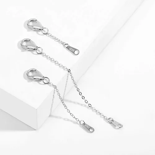 Miniatura 6 de Extensor de collar de cadena de oro blanco 925 de plata de ley 925, extensores de tobillera, extensión de cadena para hacer joyas (1 2 3 pulgadas)