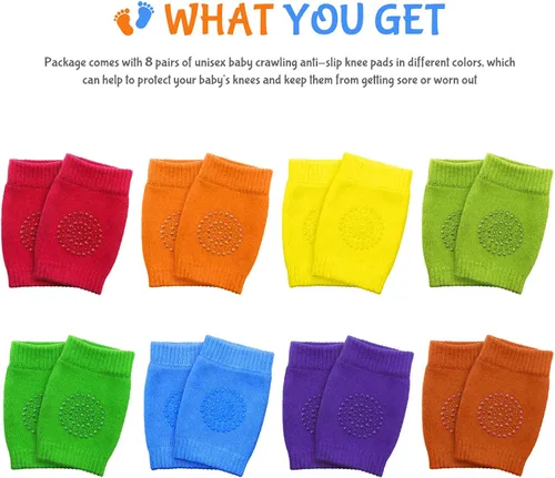 Miniatura 2 de 8 pares de rodilleras antideslizantes unisex para bebés para aprender a gatear calcetines para bebés